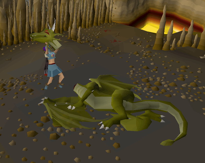 finishing off a dragon in runescape